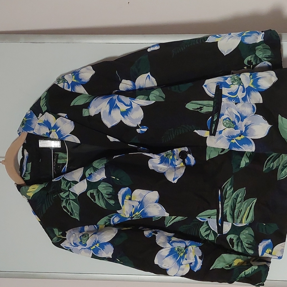 Banana republic floral single button linen blazer